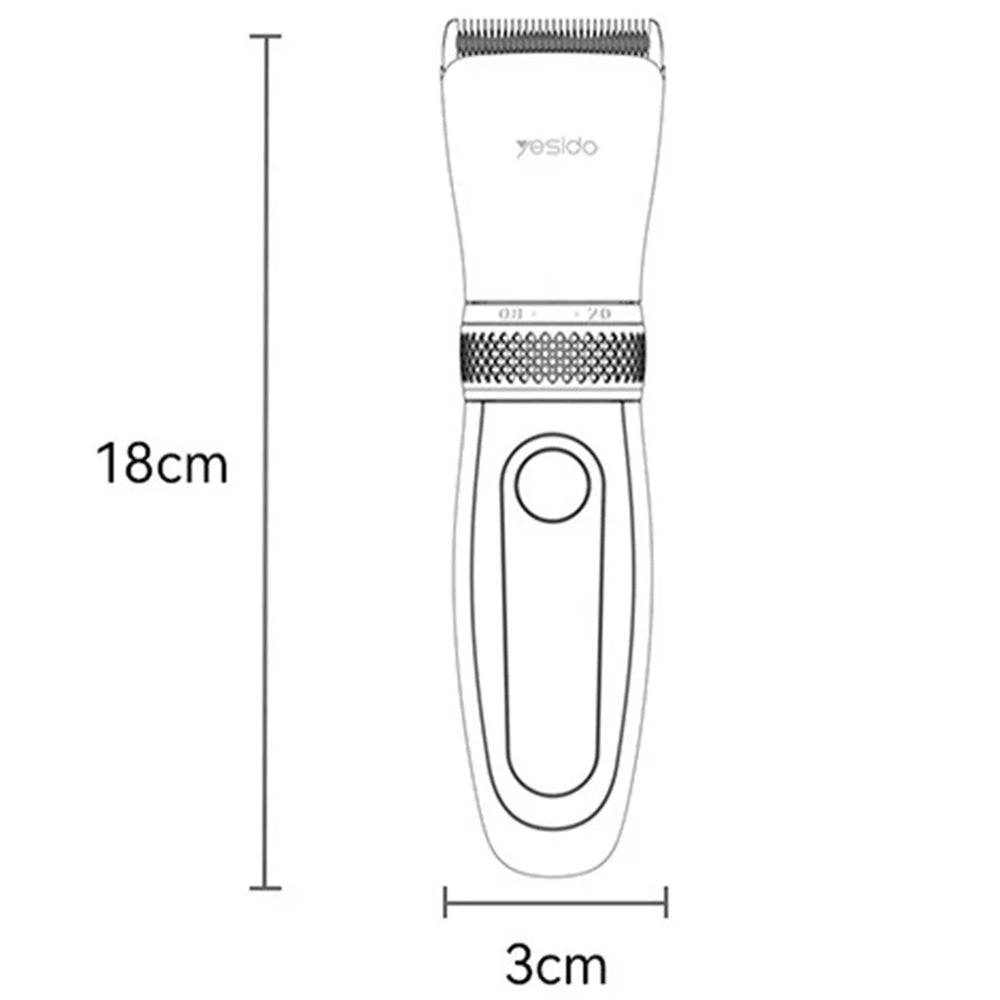 Yesido - Hair Clipper (MG06) - USB, 1200mAh, IPX5 Waterproof, Power Display, 5 Stages Length - Black