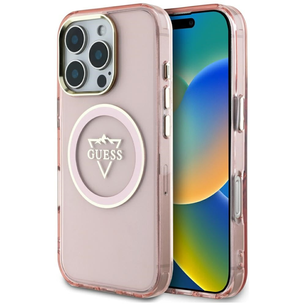 Guess - IML Metal Mountain Logo MagSafe (GUHMP16XHFGTMSLSP) - iPhone 16 Pro Max - Pink