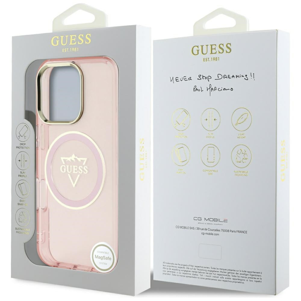 Guess - IML Metal Mountain Logo MagSafe (GUHMP16XHFGTMSLSP) - iPhone 16 Pro Max - Pink