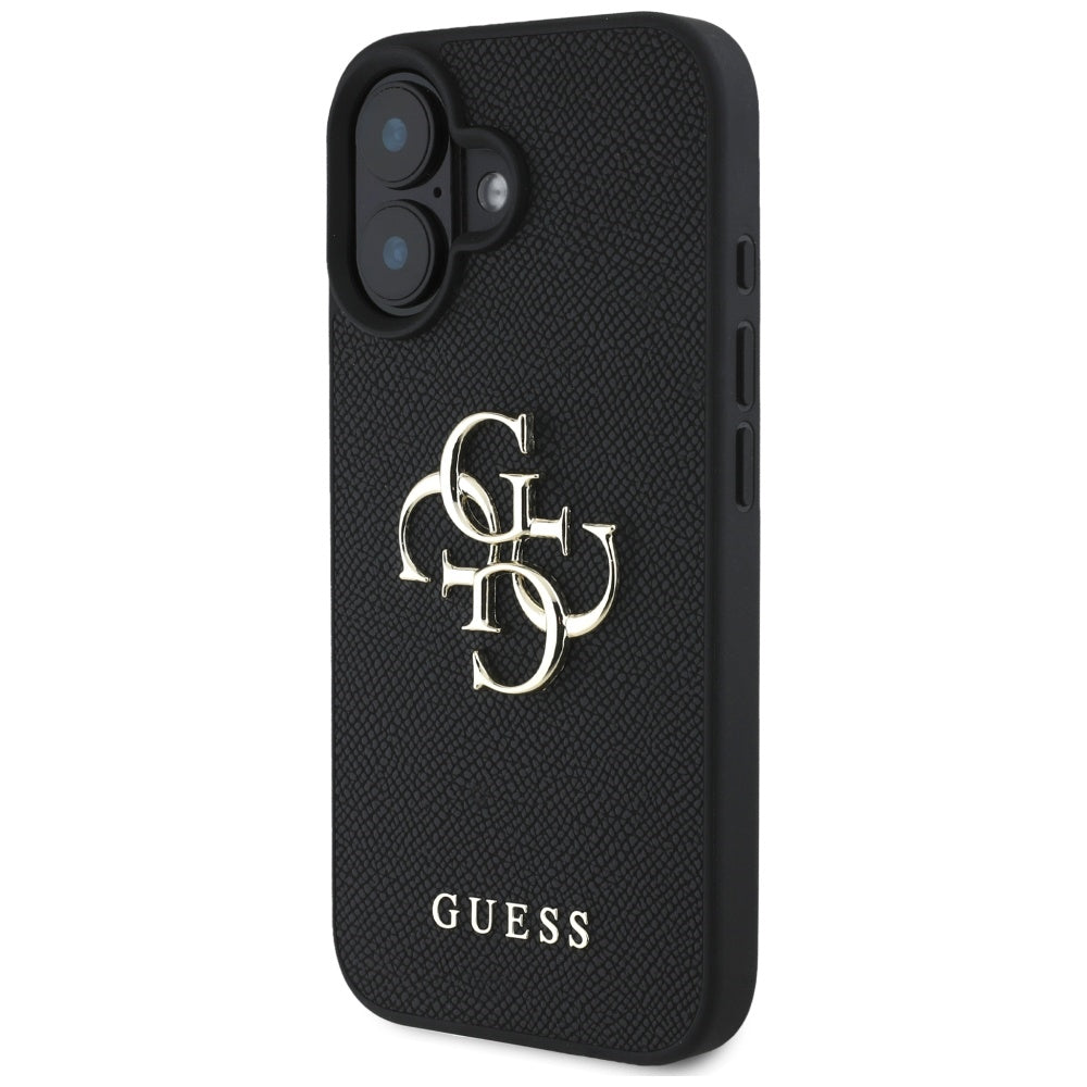 Husa pentru iPhone 16 - Guess Hardcase Grained Big 4G Logo Small Classic Logo (GUHCP16SPGT4MBK) - Black