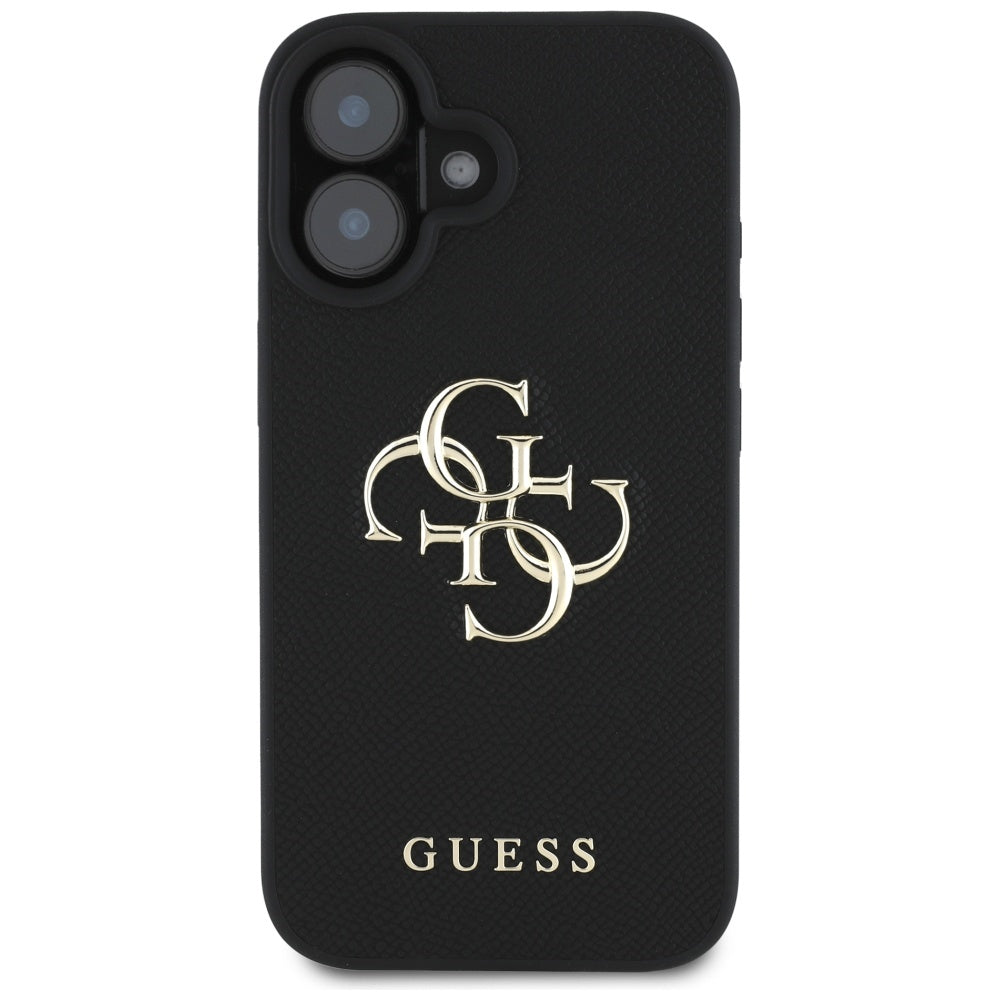 Husa pentru iPhone 16 - Guess Hardcase Grained Big 4G Logo Small Classic Logo (GUHCP16SPGT4MBK) - Black