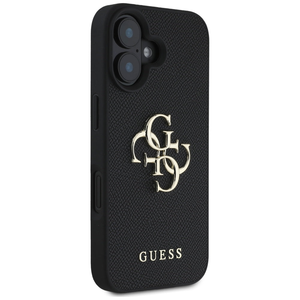 Husa pentru iPhone 16 - Guess Hardcase Grained Big 4G Logo Small Classic Logo (GUHCP16SPGT4MBK) - Black