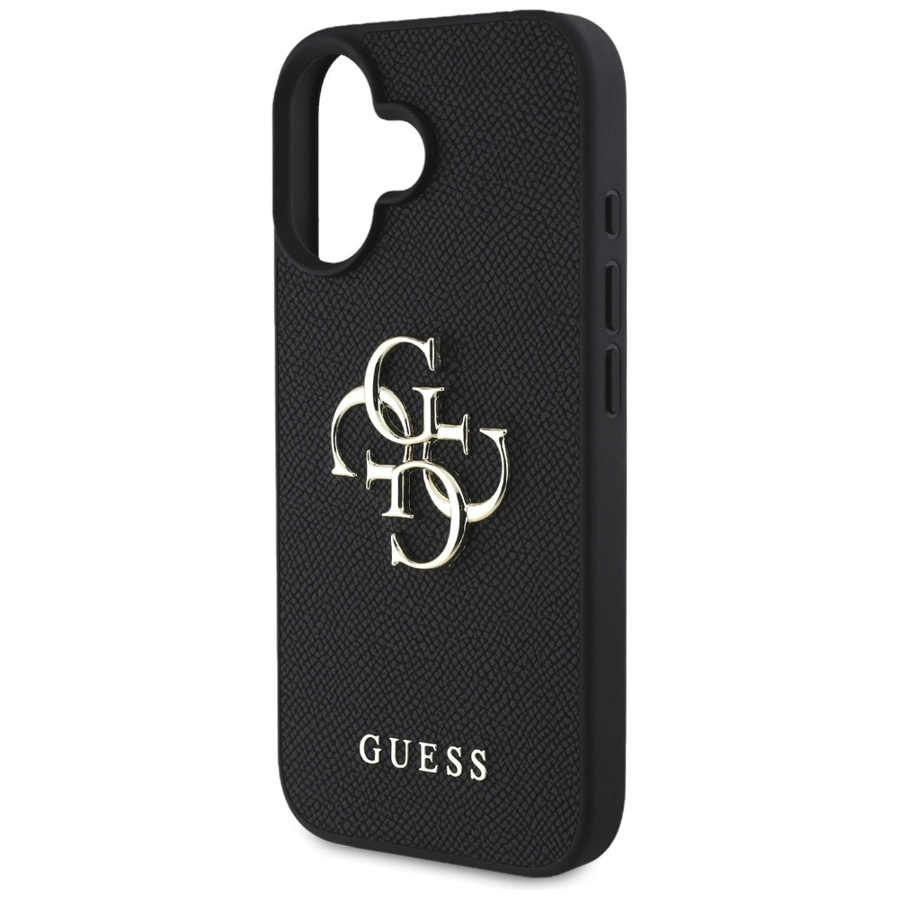Husa pentru iPhone 16 - Guess Hardcase Grained Big 4G Logo Small Classic Logo (GUHCP16SPGT4MBK) - Black