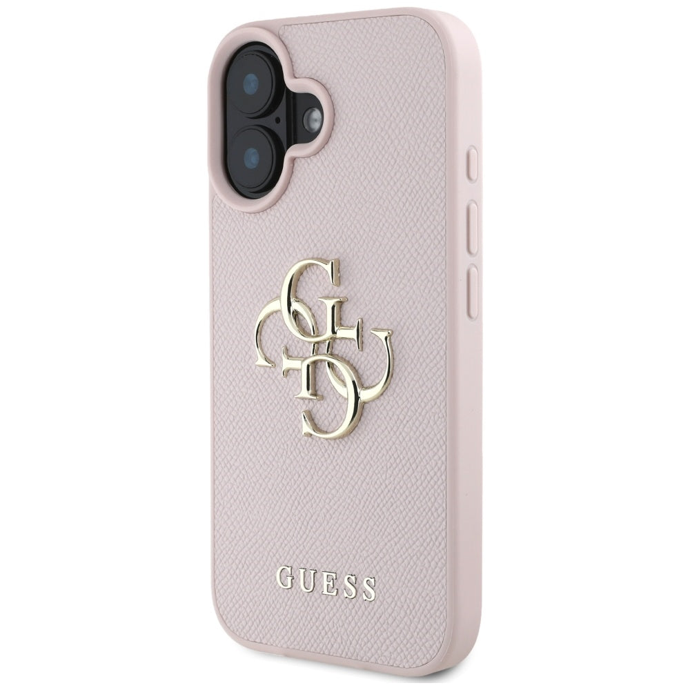 Husa pentru iPhone 16 - Guess Hardcase Grained Big 4G Logo Small Classic Logo (GUHCP16SPGT4MBP) - Pink