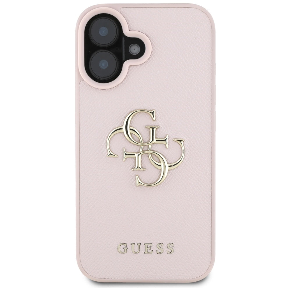Husa pentru iPhone 16 - Guess Hardcase Grained Big 4G Logo Small Classic Logo (GUHCP16SPGT4MBP) - Pink