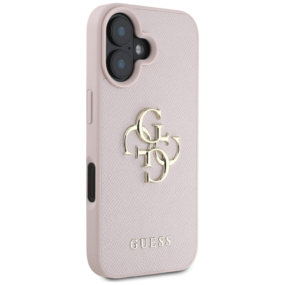 Husa pentru iPhone 16 - Guess Hardcase Grained Big 4G Logo Small Classic Logo (GUHCP16SPGT4MBP) - Pink