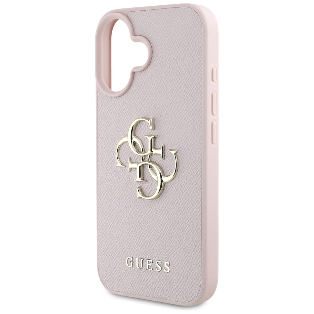 Husa pentru iPhone 16 - Guess Hardcase Grained Big 4G Logo Small Classic Logo (GUHCP16SPGT4MBP) - Pink