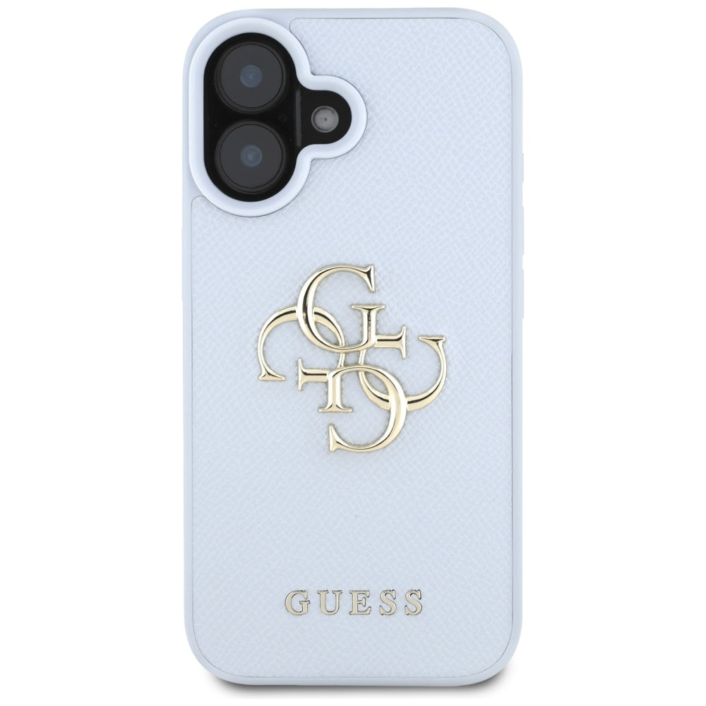 Husa pentru iPhone 16 - Guess Hardcase Grained Big 4G Logo Small Classic Logo (GUHCP16SPGT4MBB) - Blue