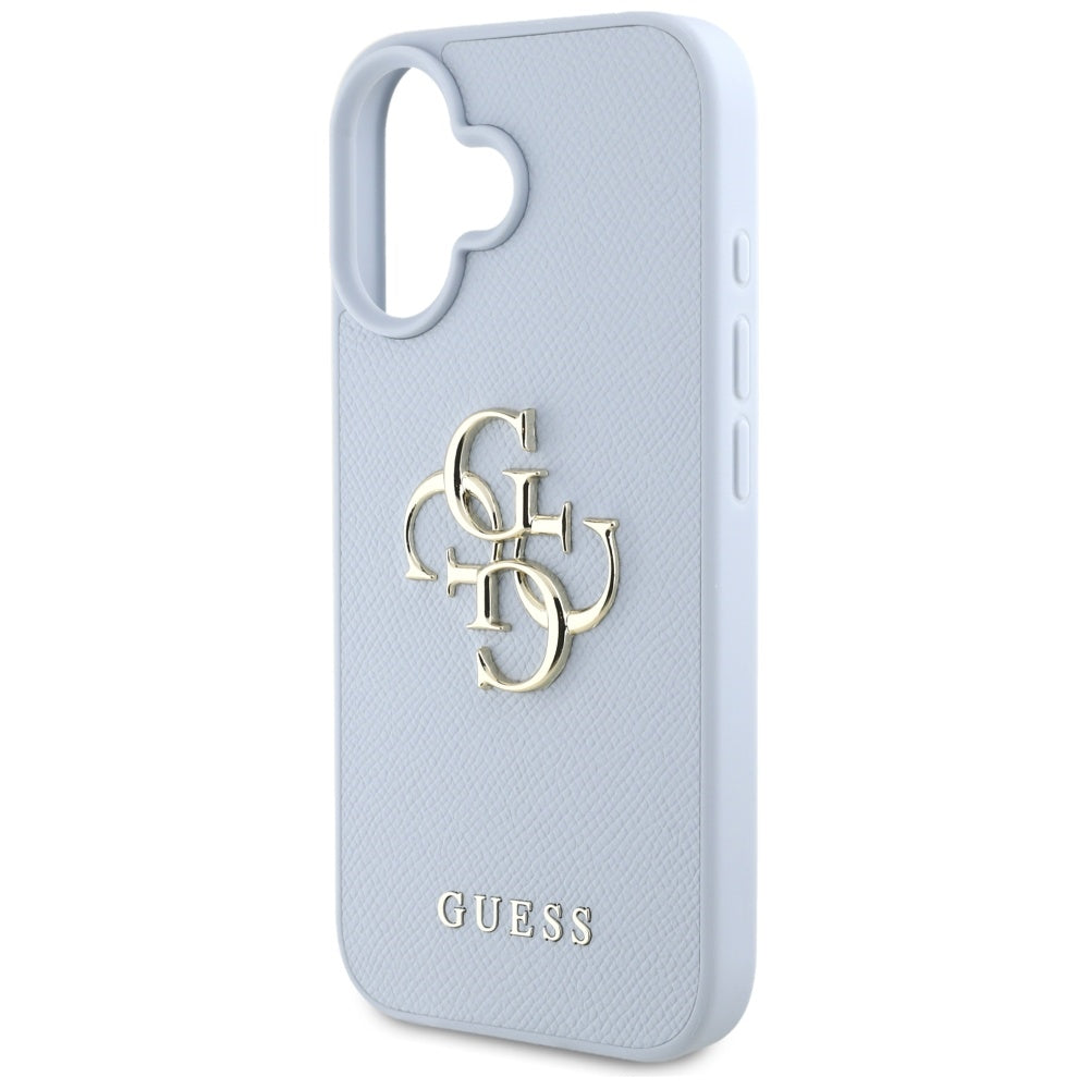 Husa pentru iPhone 16 - Guess Hardcase Grained Big 4G Logo Small Classic Logo (GUHCP16SPGT4MBB) - Blue