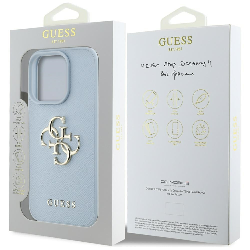 Guess - Hardcase Grained Big 4G Logo Small Classic Logo (GUHCP16LPGT4MBB) - iPhone 16 Pro - Blue
