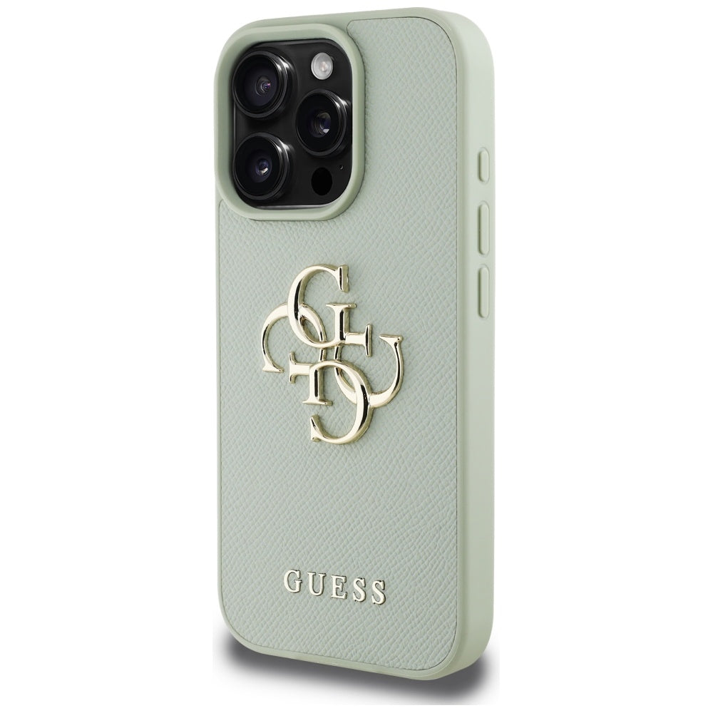 Husa pentru iPhone 16 Pro Max - Guess Hardcase Grained Big 4G Logo Small Classic Logo (GUHCP16XPGT4MBN) - Green