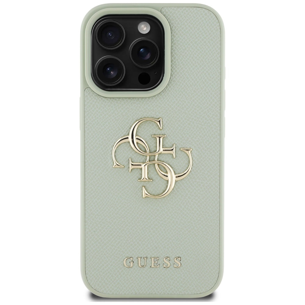 Husa pentru iPhone 16 Pro Max - Guess Hardcase Grained Big 4G Logo Small Classic Logo (GUHCP16XPGT4MBN) - Green