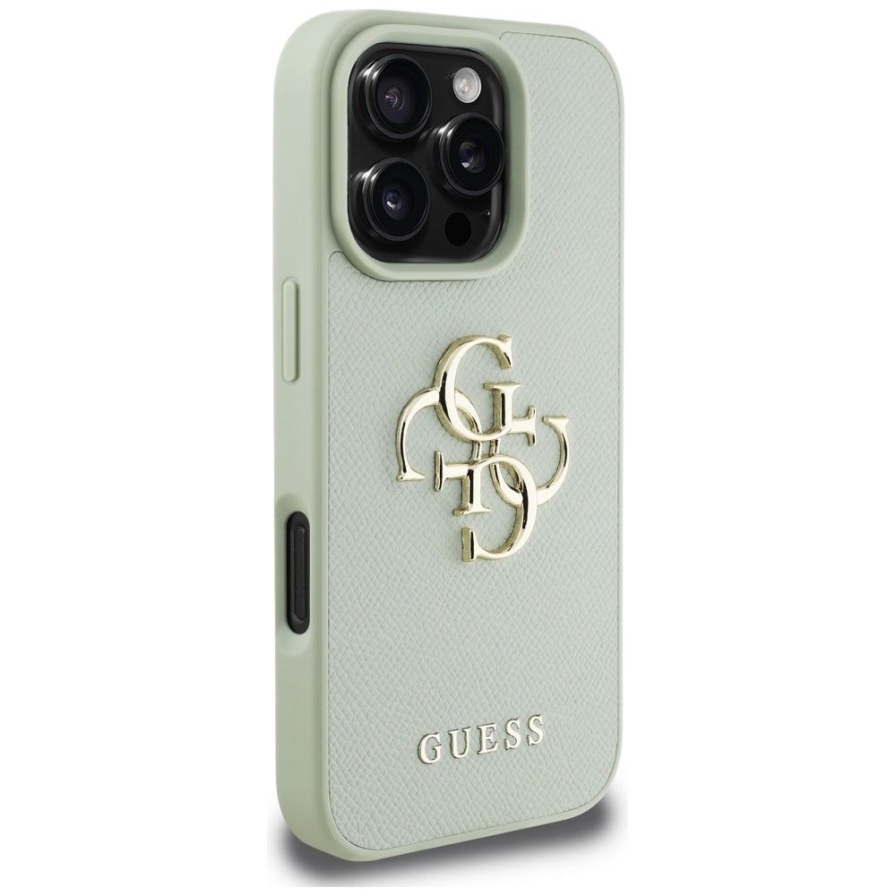 Husa pentru iPhone 16 Pro Max - Guess Hardcase Grained Big 4G Logo Small Classic Logo (GUHCP16XPGT4MBN) - Green
