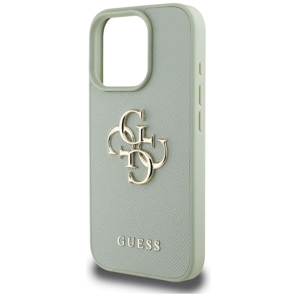 Husa pentru iPhone 16 Pro Max - Guess Hardcase Grained Big 4G Logo Small Classic Logo (GUHCP16XPGT4MBN) - Green