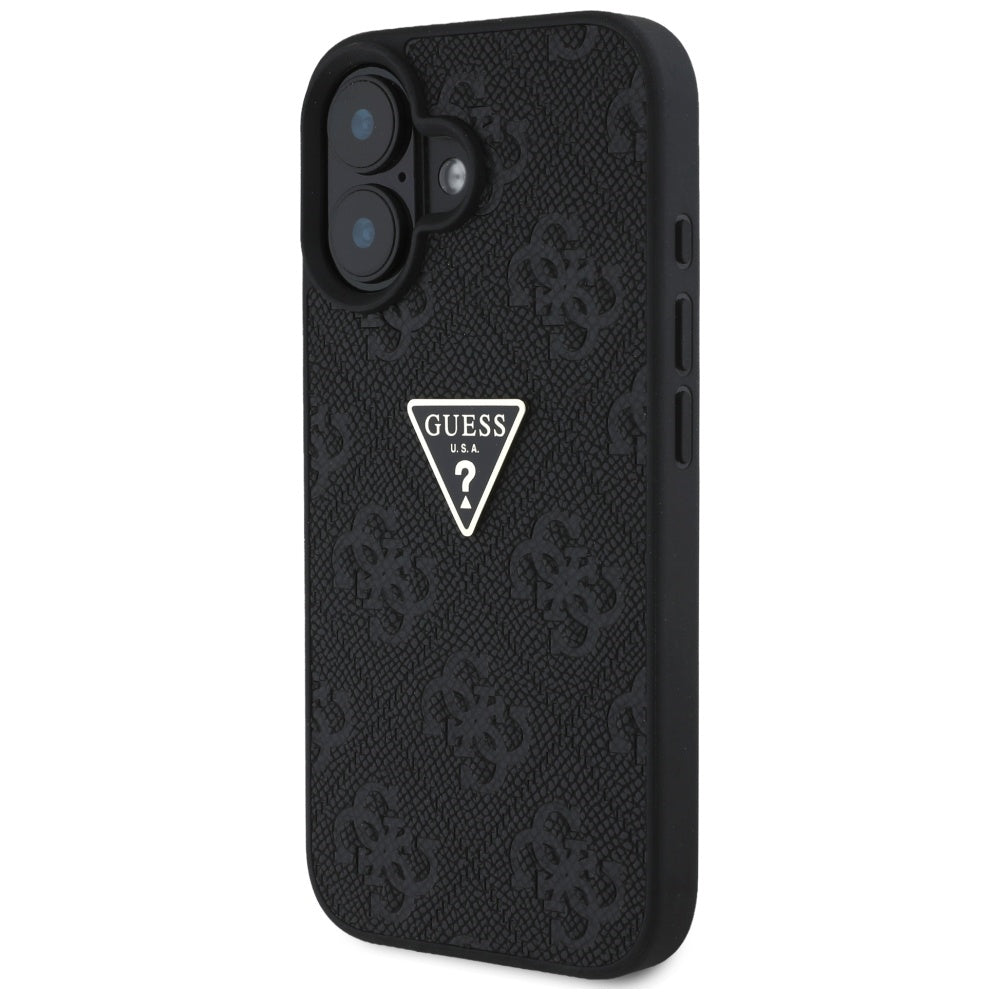 Guess - Leather Hot Stamp 4G Pattern Triangle Metal Logo (GUHCP16SPGP4STRK) - iPhone 16 - Black