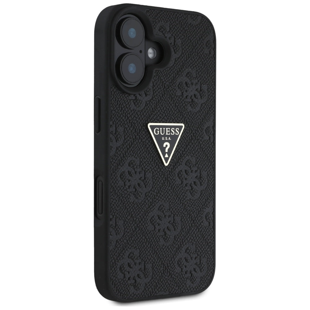 Guess - Leather Hot Stamp 4G Pattern Triangle Metal Logo (GUHCP16SPGP4STRK) - iPhone 16 - Black