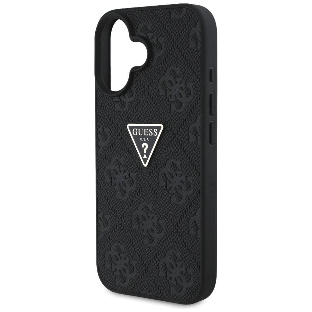 Guess - Leather Hot Stamp 4G Pattern Triangle Metal Logo (GUHCP16SPGP4STRK) - iPhone 16 - Black