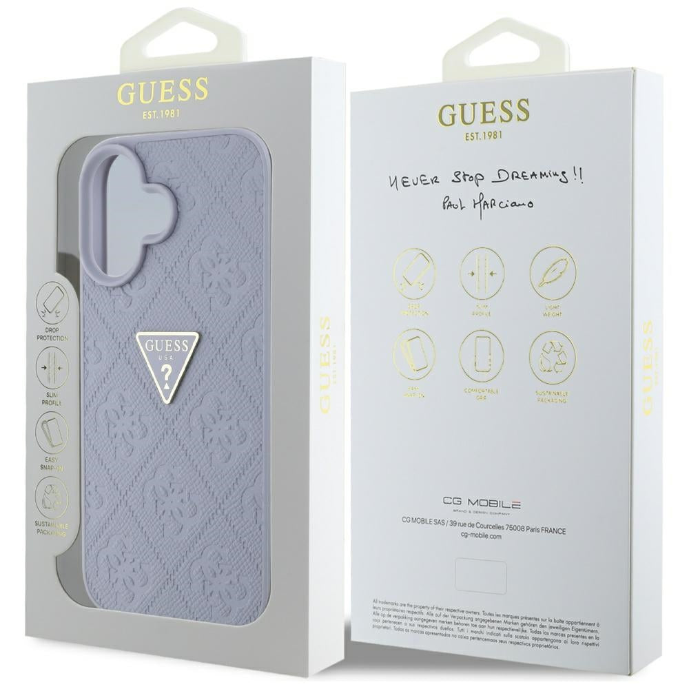 Guess - Leather Hot Stamp 4G Pattern Triangle Metal Logo (GUHCP16SPGP4STRU) - iPhone 16 - Light Purple