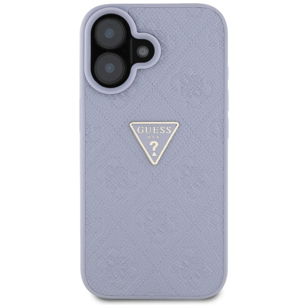 Guess - Leather Hot Stamp 4G Pattern Triangle Metal Logo (GUHCP16SPGP4STRU) - iPhone 16 - Light Purple