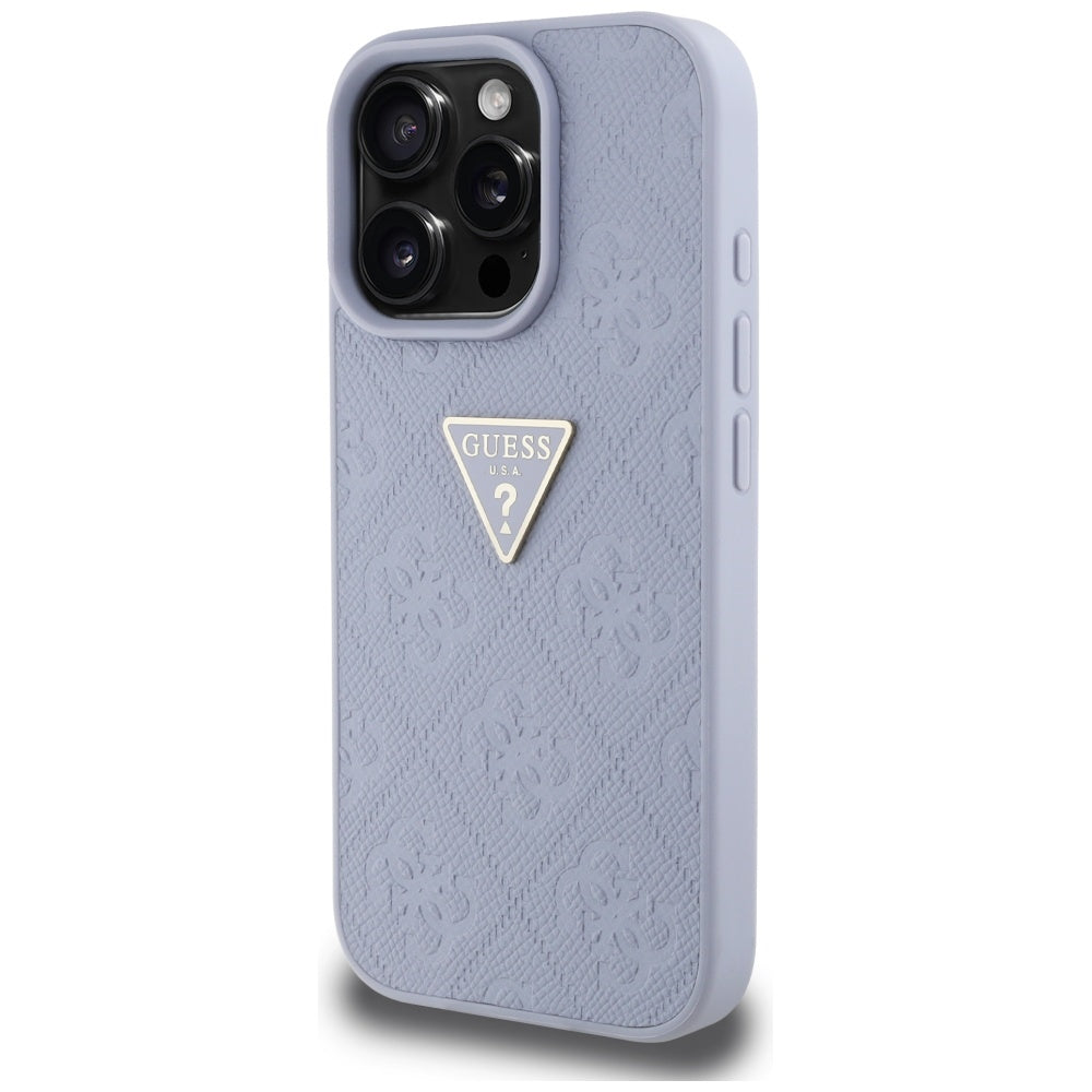 Guess - Leather Hot Stamp 4G Pattern Triangle Metal Logo (GUHCP16XPGP4STRU) - iPhone 16 Pro Max - Light Purple