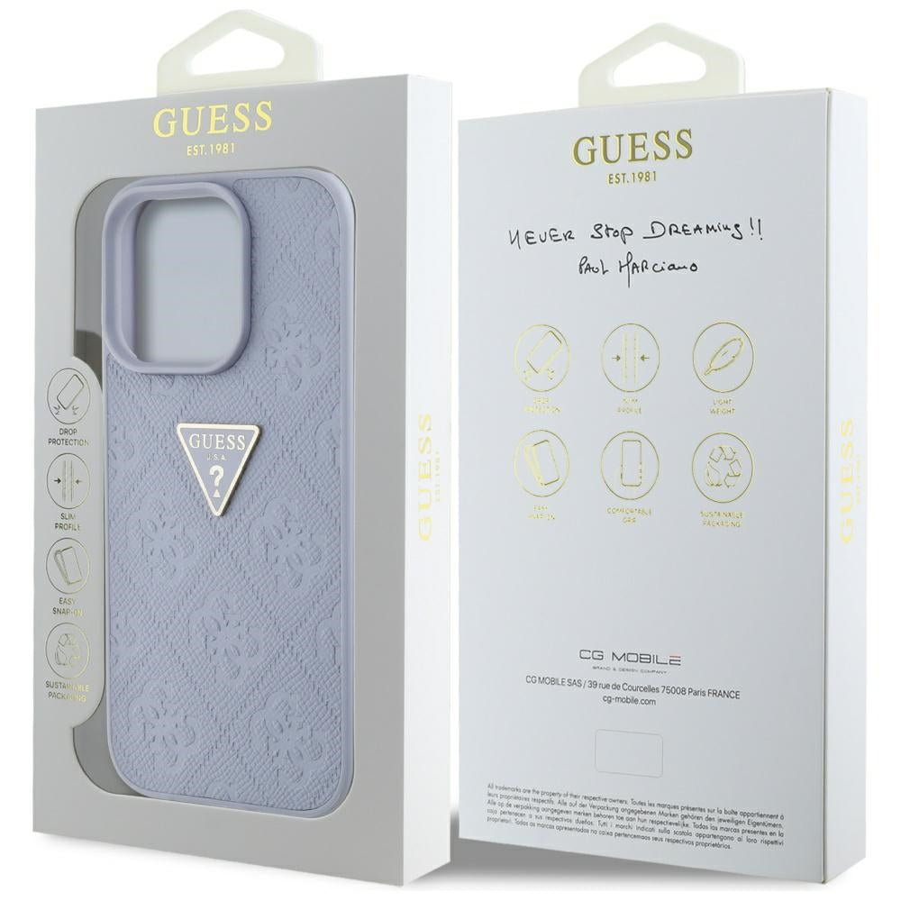Guess - Leather Hot Stamp 4G Pattern Triangle Metal Logo (GUHCP16XPGP4STRU) - iPhone 16 Pro Max - Light Purple