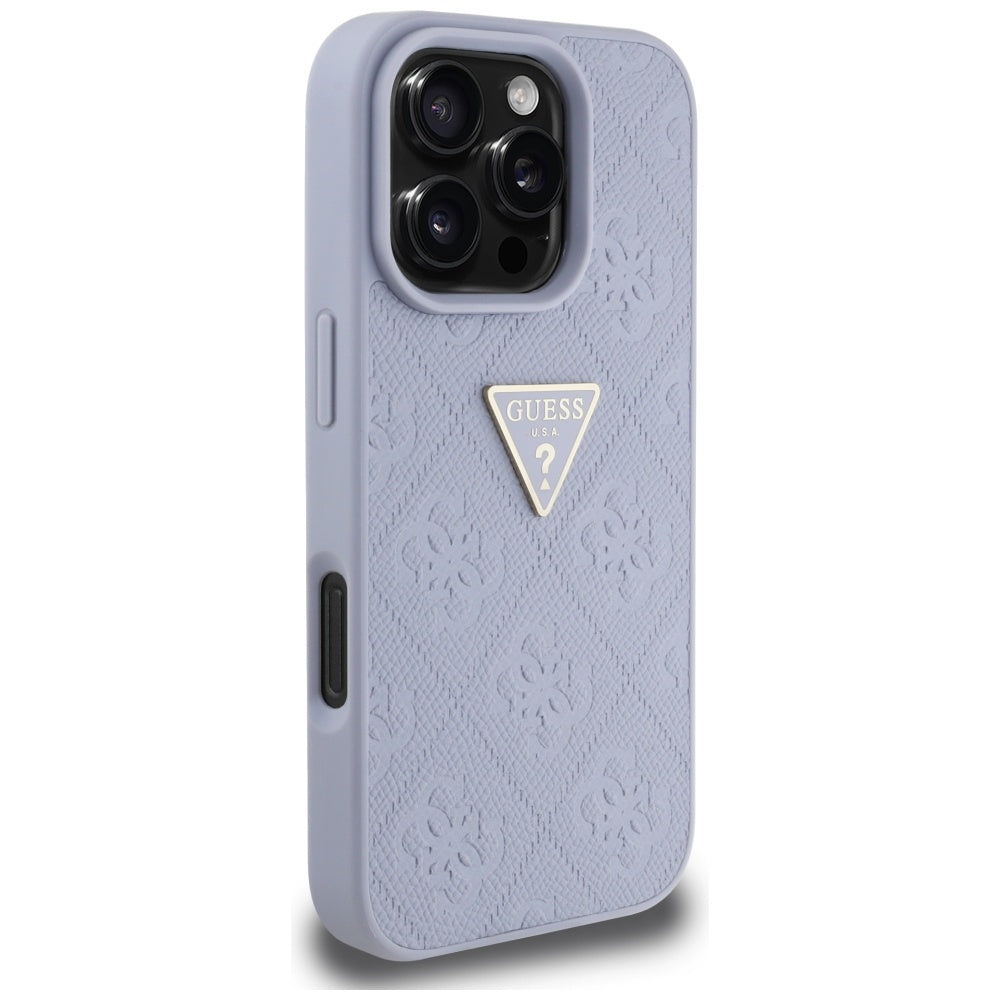 Guess - Leather Hot Stamp 4G Pattern Triangle Metal Logo (GUHCP16XPGP4STRU) - iPhone 16 Pro Max - Light Purple
