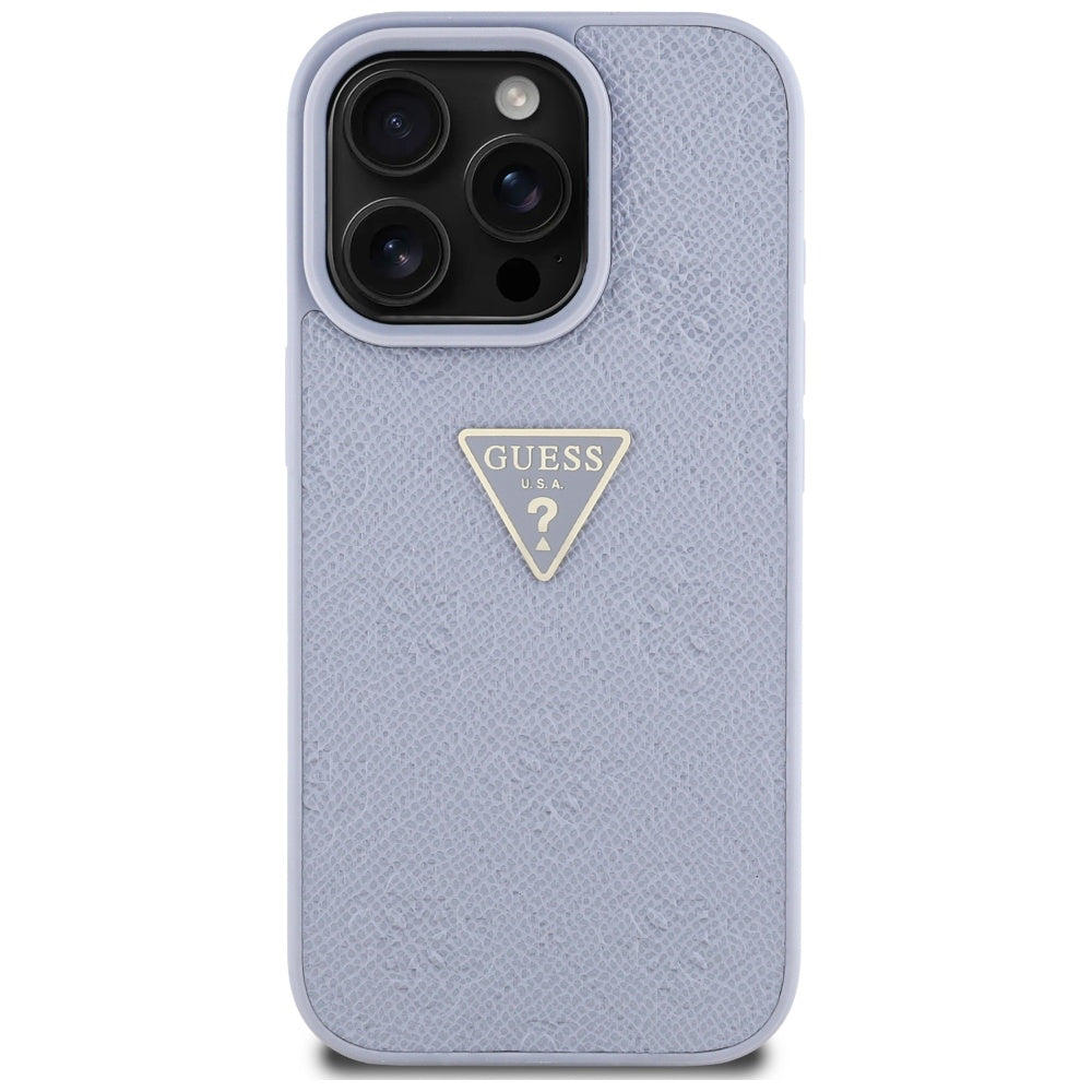 Guess - Leather Hot Stamp 4G Pattern Triangle Metal Logo (GUHCP16XPGP4STRU) - iPhone 16 Pro Max - Light Purple