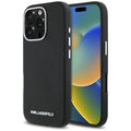 Karl Lagerfeld - Saffiano Full Wrapped Elongated Metal Logo MagSafe (KLHMP16XPSAFWMCK) - iPhone 16 Pro Max - Black