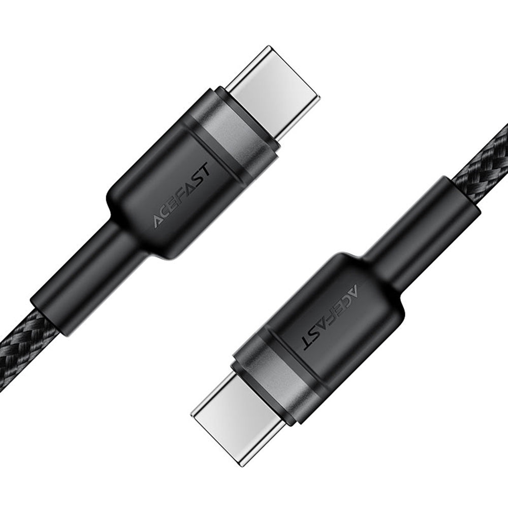 Acefast - Data Cable (C22-03) - Fast Charge, Type-C to Type-C, 60W, 3A, Nylon Braid, FCC, CE, RoHS, EAC, 1.2m - Black
