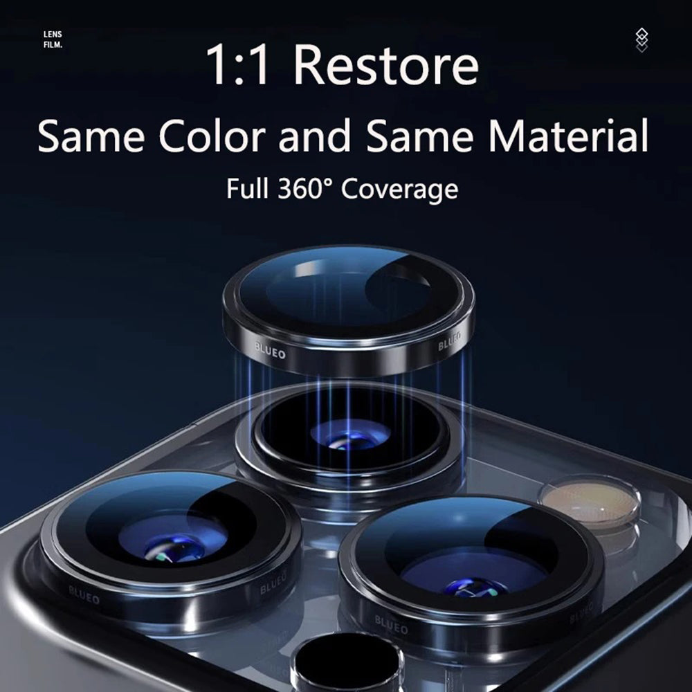 Blueo - 99 Anti-Reflective Lens Glass - iPhone 15 Pro /iPhone 15 Pro Max /iPhone 16 Pro /iPhone 16 Pro Max - Silver Tita
