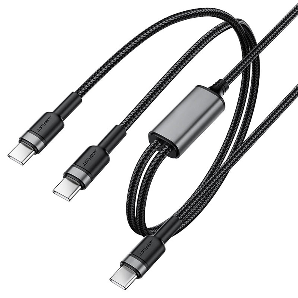 Acefast - Data Cable 2in1 (C22-02) - Fast Charge, Type-C to 2x Type-C, 100W, 5A, Nylon Braid, CE, RoHS, EAC, 1.25m - Bla