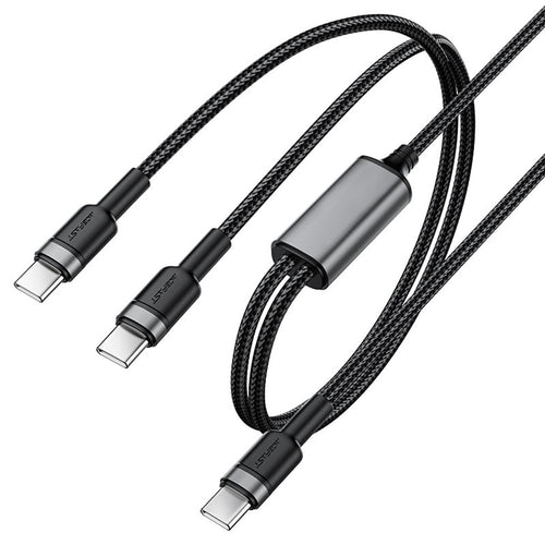 Acefast - Data Cable 2in1 (C22-02) - Fast Charge, Type-C to 2x Type-C, 100W, 5A, Nylon Braid, CE, RoHS, EAC, 1.25m - Bla