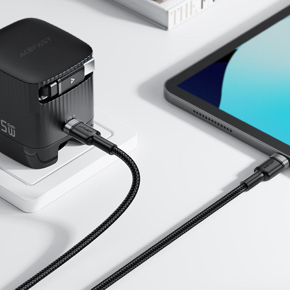 Acefast - Data Cable 2in1 (C22-02) - Fast Charge, Type-C to 2x Type-C, 100W, 5A, Nylon Braid, CE, RoHS, EAC, 1.25m - Bla