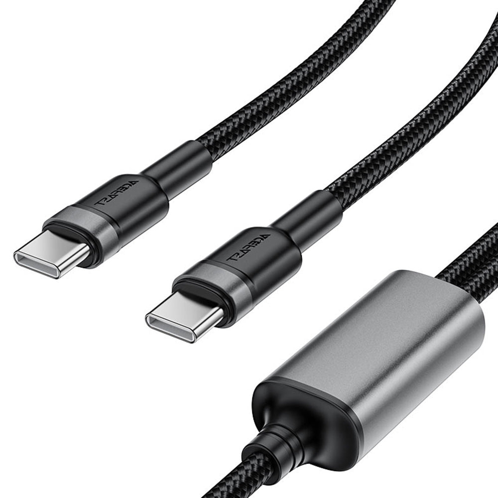 Acefast - Data Cable 2in1 (C22-02) - Fast Charge, Type-C to 2x Type-C, 100W, 5A, Nylon Braid, CE, RoHS, EAC, 1.25m - Bla