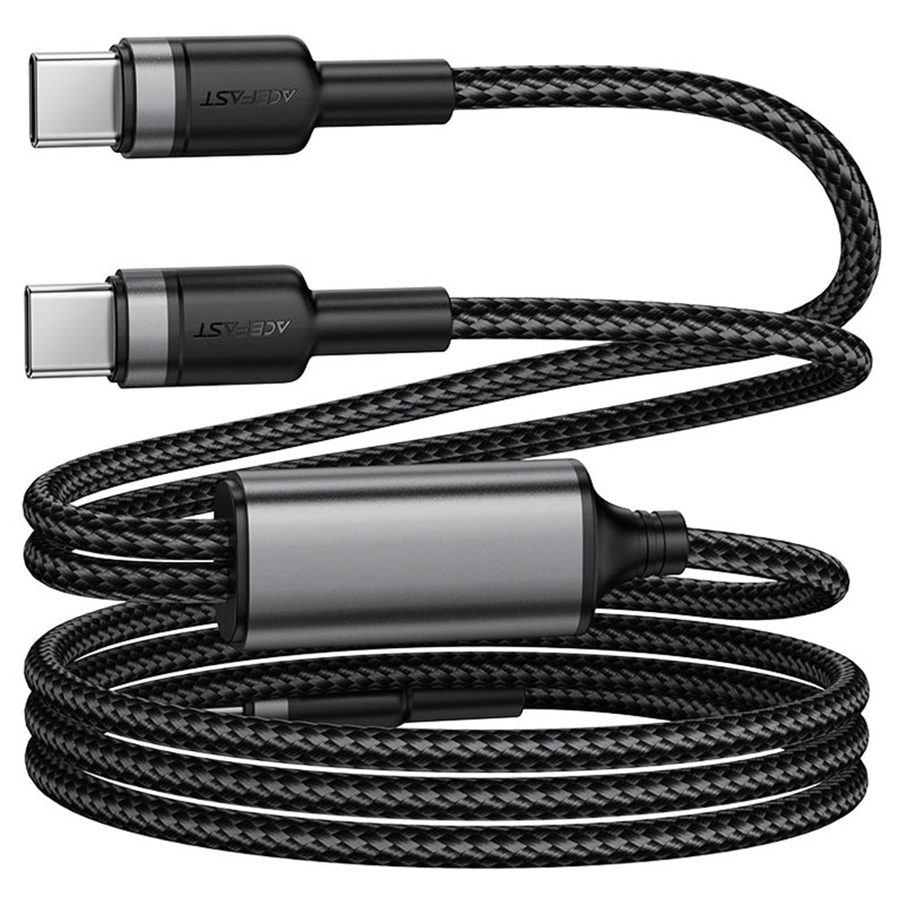 Acefast - Data Cable 2in1 (C22-02) - Fast Charge, Type-C to 2x Type-C, 100W, 5A, Nylon Braid, CE, RoHS, EAC, 1.25m - Bla