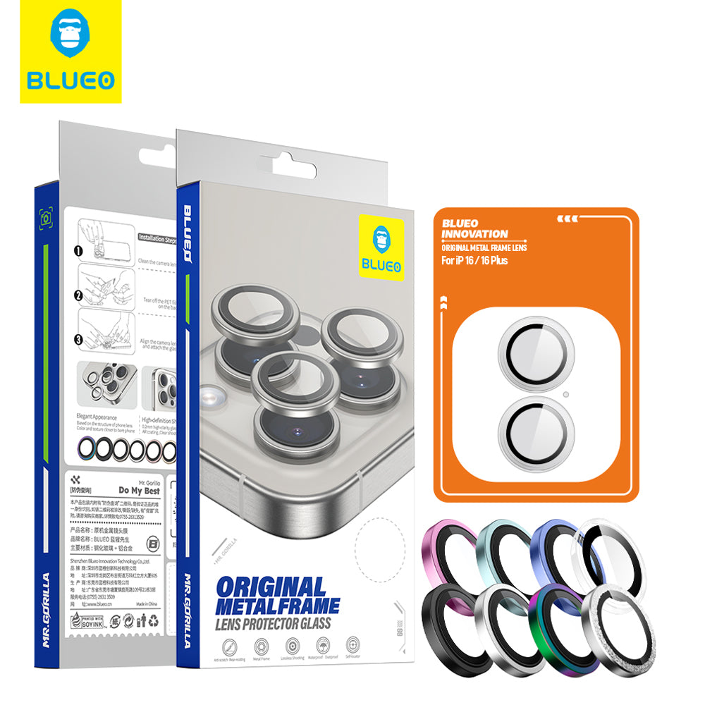 Blueo - Original Metal Frame Lens Protector - iPhone 16 / iPhone 16 Plus - Colorful