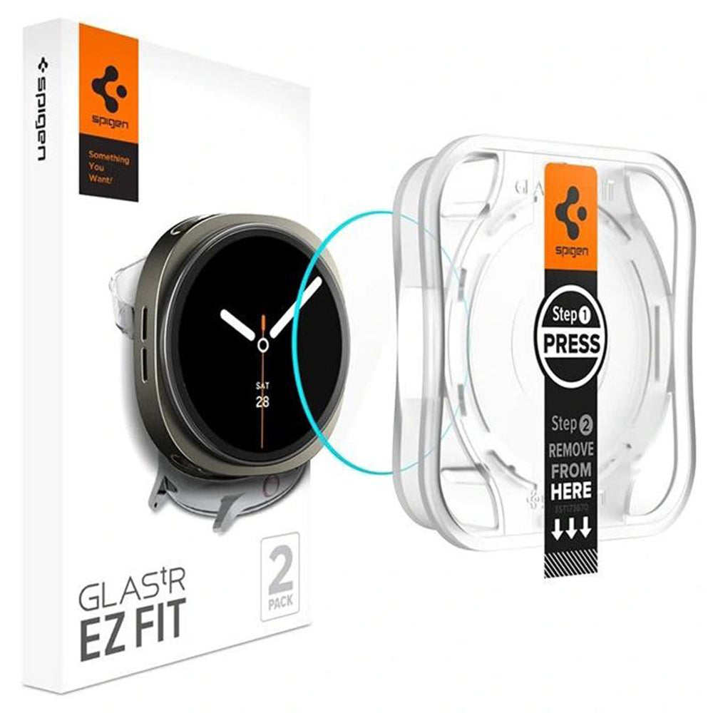 Spigen - (2 pack) Glas.tR EZ Fit (AGL09876) - Samsung Galaxy Watch8 44mm - Clear