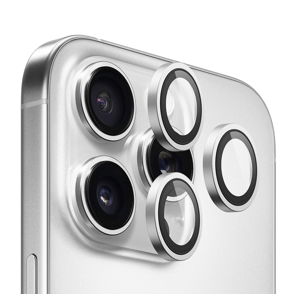 Blueo - Original Metal Frame Lens Protector - iPhone 16 Pro / iPhone 16 Pro Max - Silver Titanium