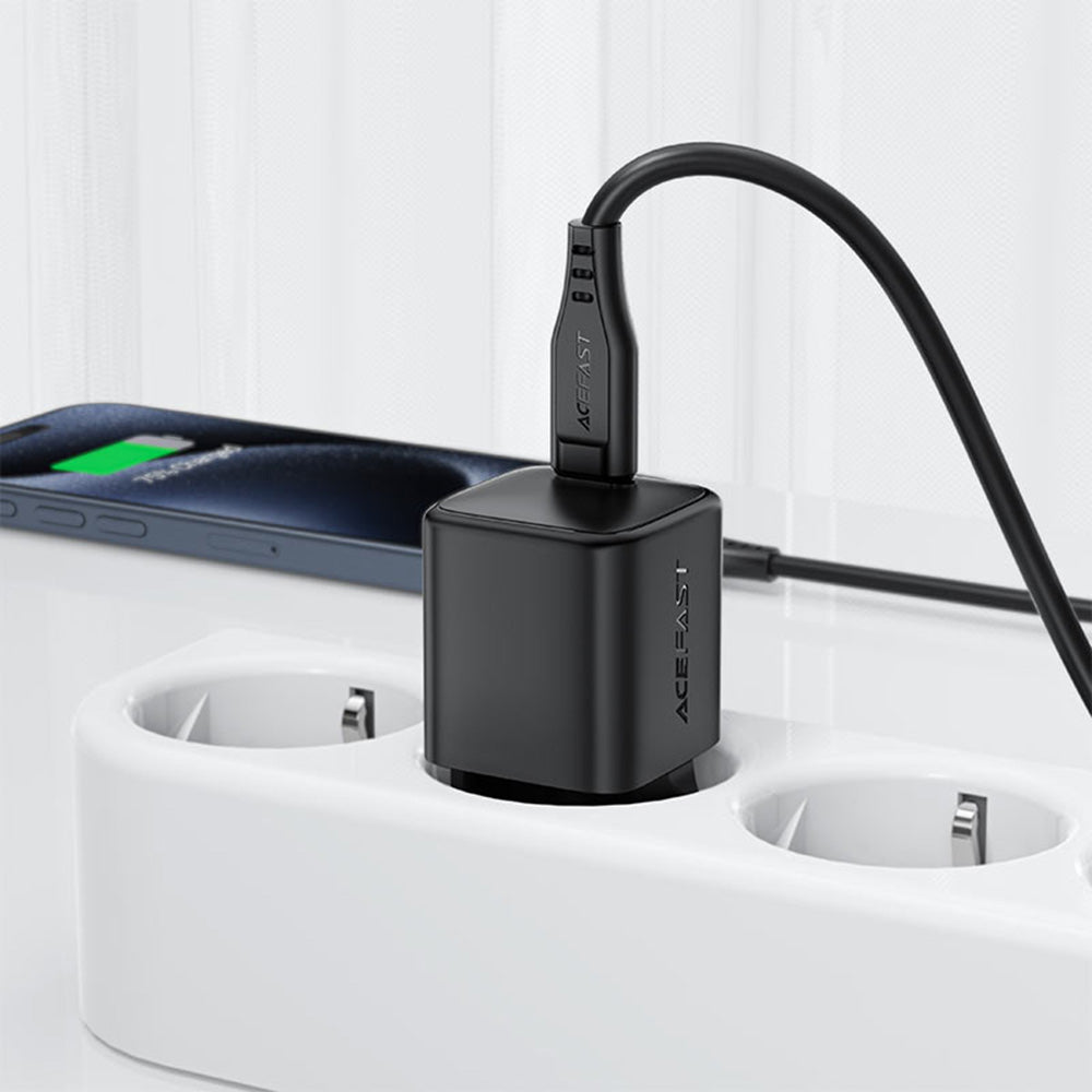 Incarcator Acefast (A117), 1xUSB-C, 20W, GaN, Negru