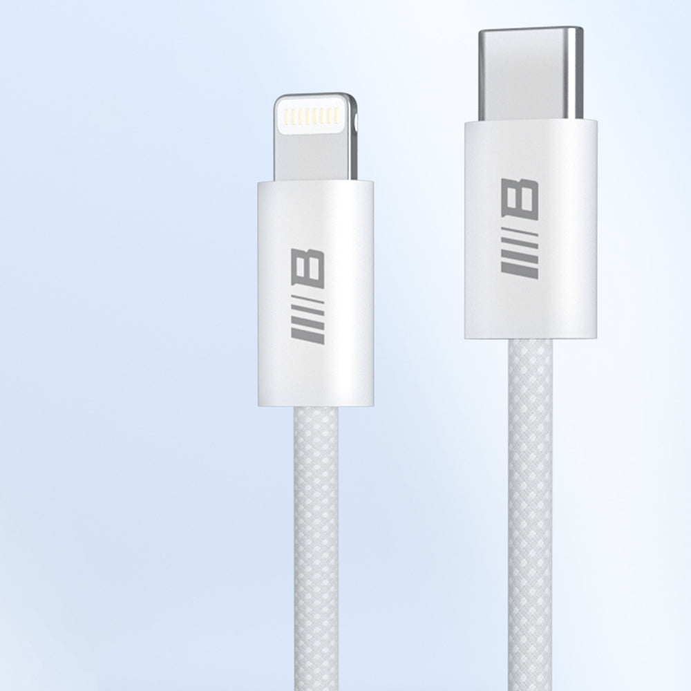 Blueo - Data Cable - Type-C to Lightning, Fast Charging, Braided, 1.2m - White