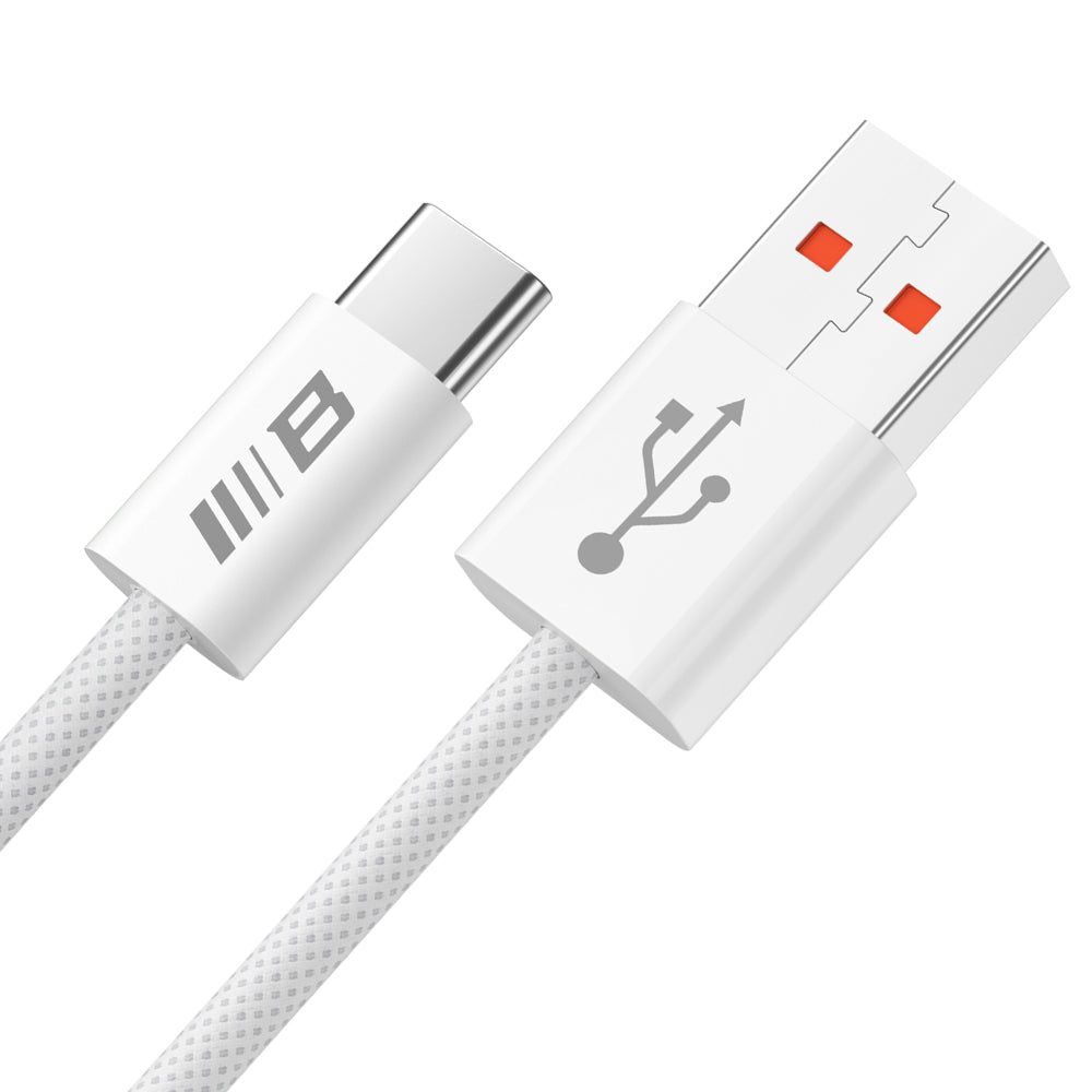 Blueo - Data Cable - USB-A to Type-C, Braided, Fast Charging, 6A, 1.5m - White