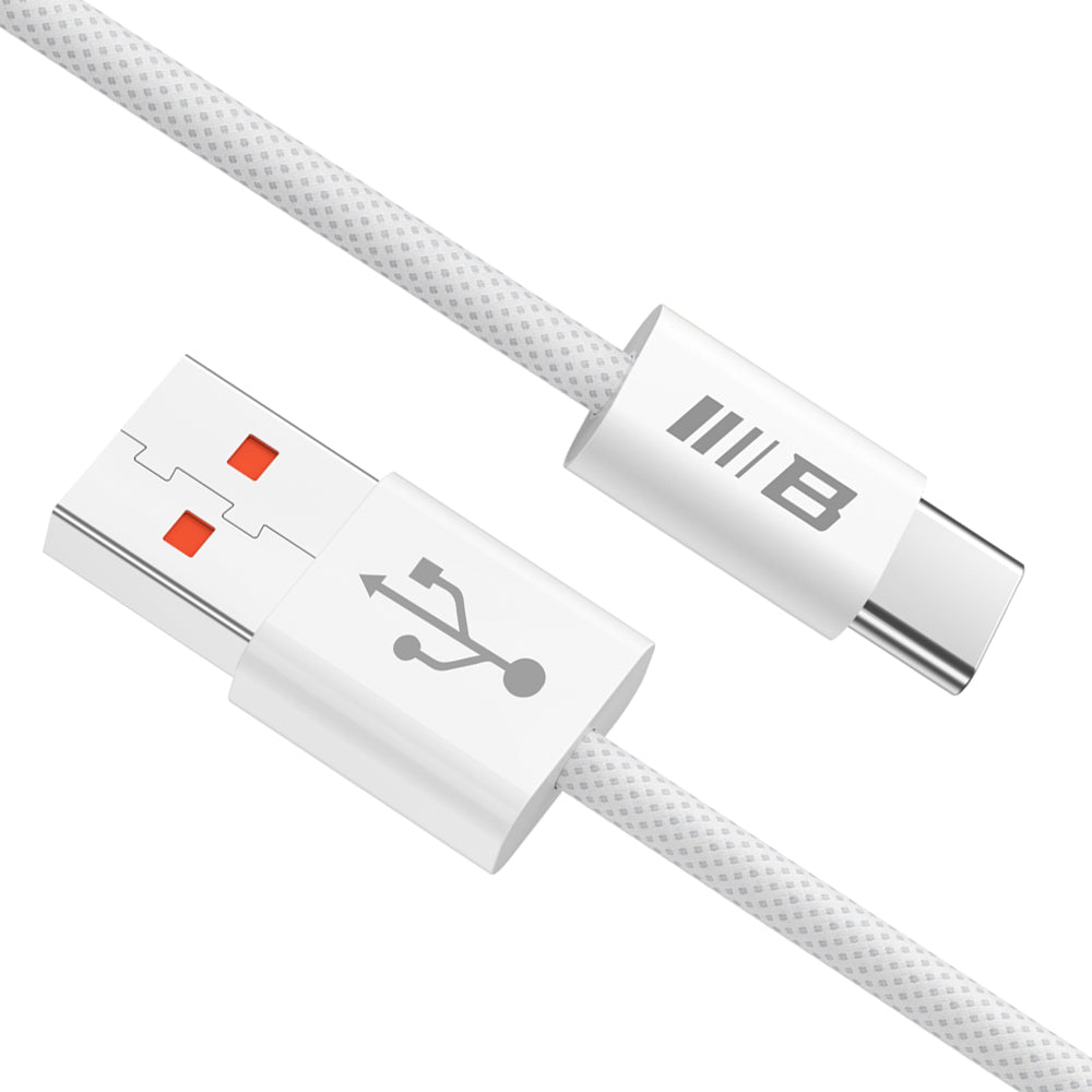 Blueo - Data Cable - USB-A to Type-C, Braided, Fast Charging, 6A, 1.5m - White