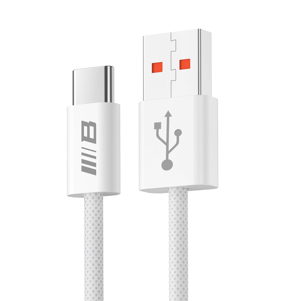 Blueo - Data Cable - USB-A to Type-C, Braided, Fast Charging, 6A, 1.5m - White
