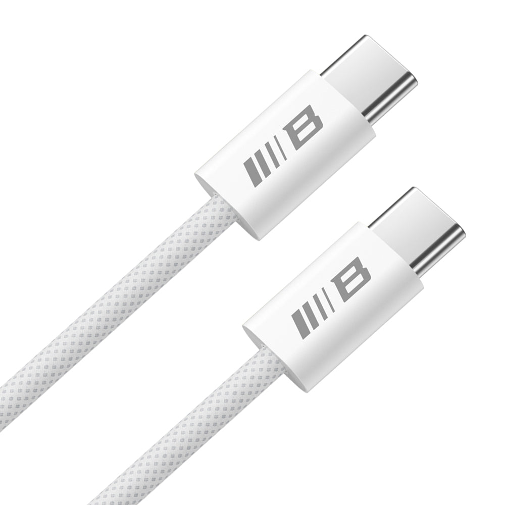 Blueo - Data Cable - Type-C to Type-C, Fast Charging, Braided, 1.2m - White