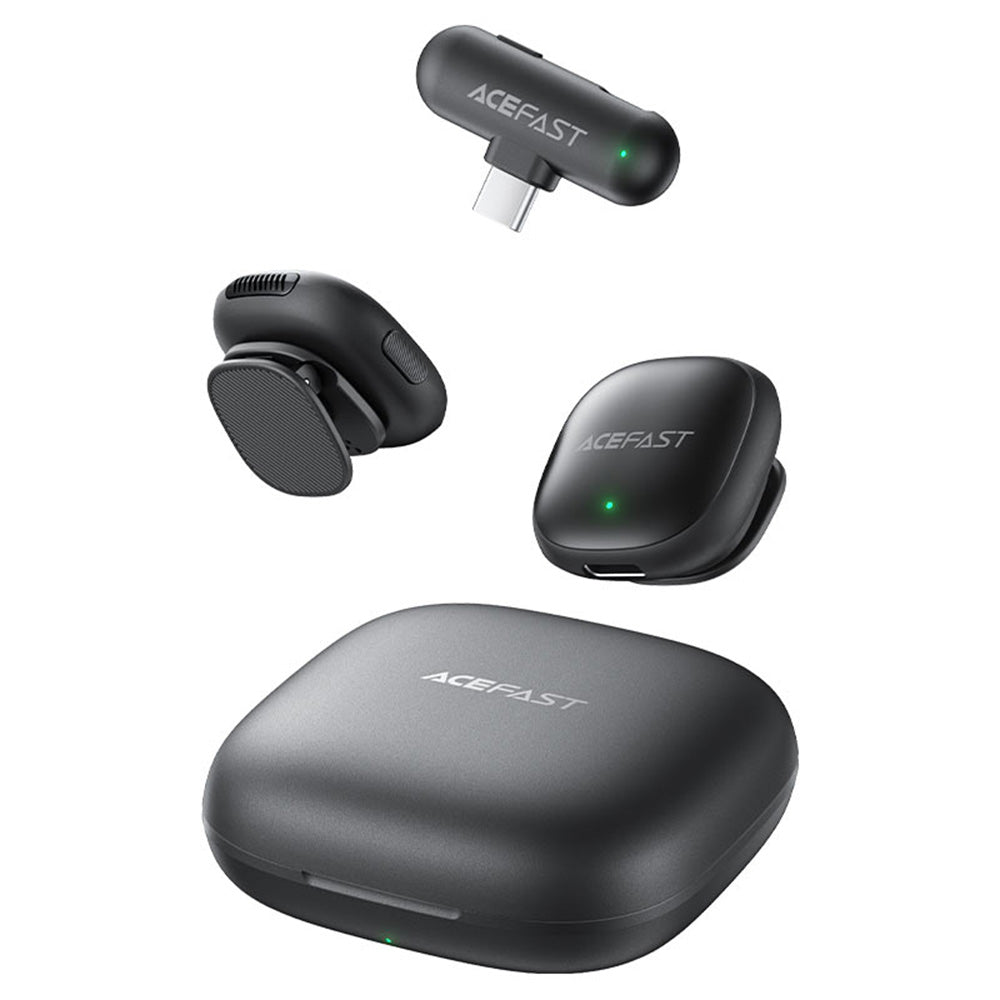 Acefast - Wireless Lavalier Microphones (R1) - Type-C, 360° Pickup Range, Noise Reduction, 750mAh, Ultra-low Latency - B