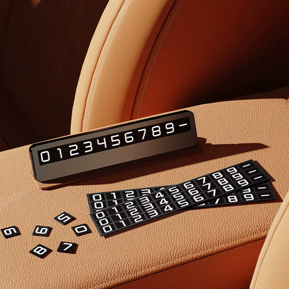 Techsuit - Premium Phone Number Plate DialCraft (SN1) - Parking Sign, Slim Design, Magnetic Numbers, with Adhesive - Bla