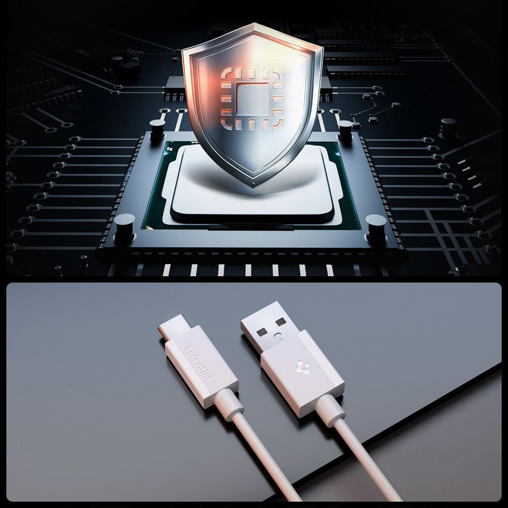 Spigen - Data Cable Essential EB6020AC (ACA08716) - Fast Charging, USB to Type-C, 60W, 480Mbps, 2m - White