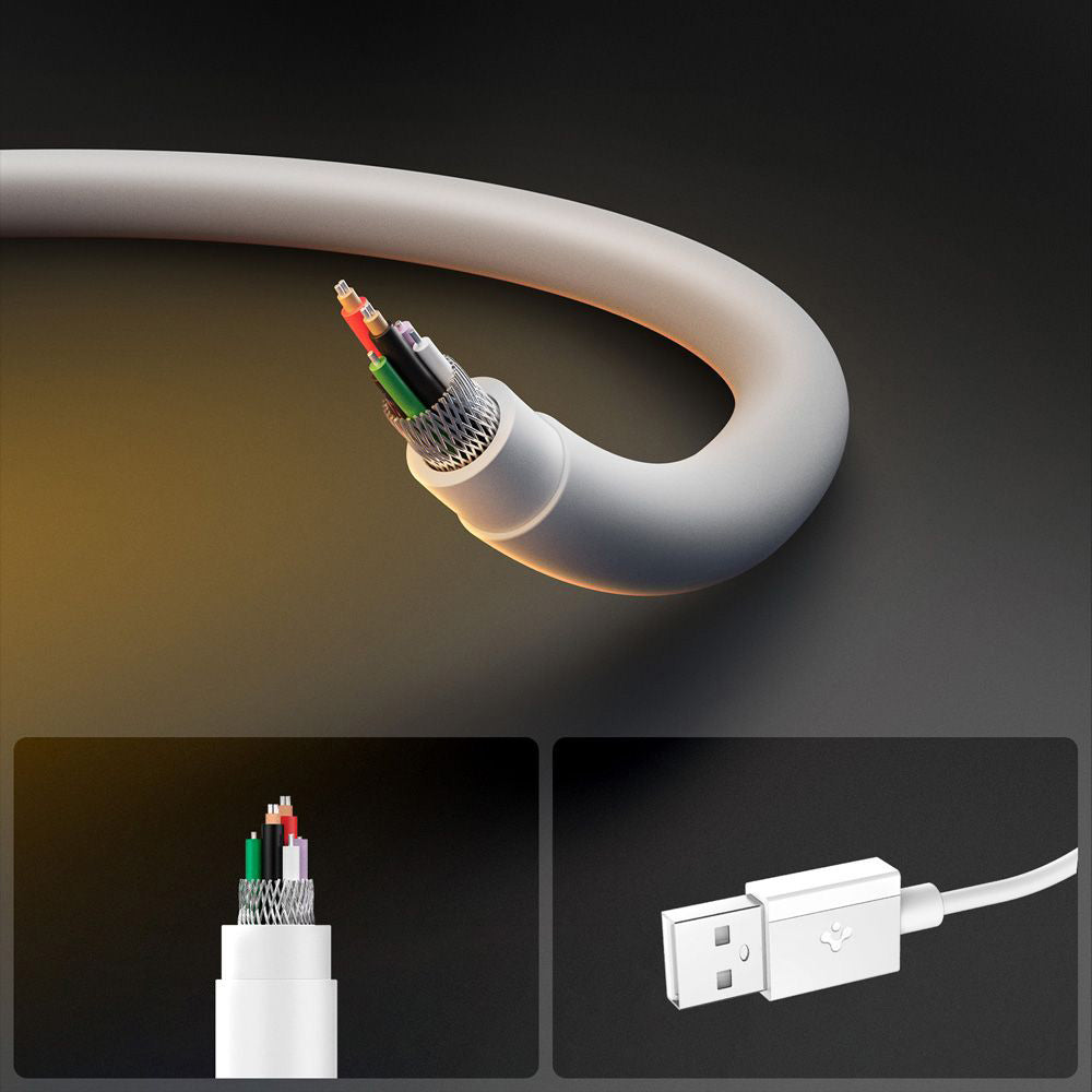 Spigen - Data Cable Essential EB6020AC (ACA08716) - Fast Charging, USB to Type-C, 60W, 480Mbps, 2m - White
