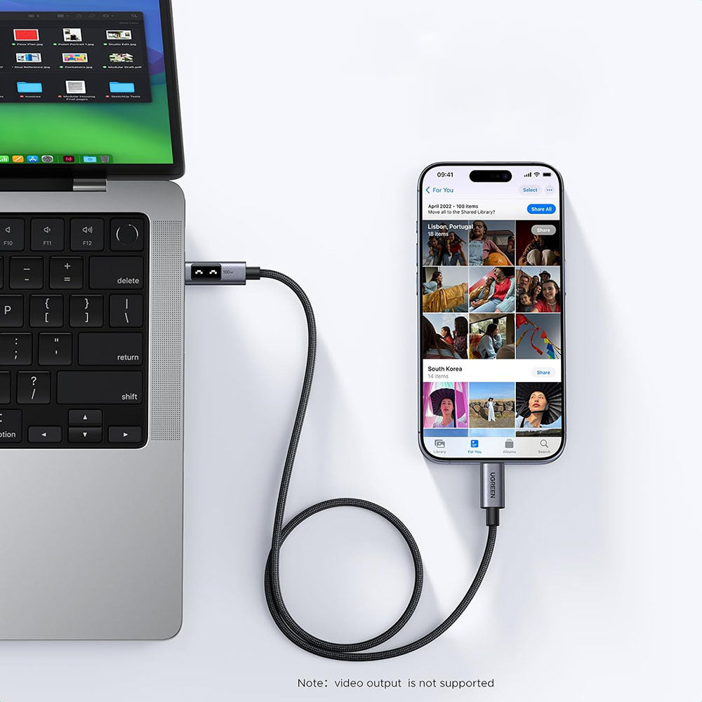 Ugreen - Data Cable L509 (35512) - USB-C to USB-C, 5A, 100W, 2m, Nylon - Space Gray