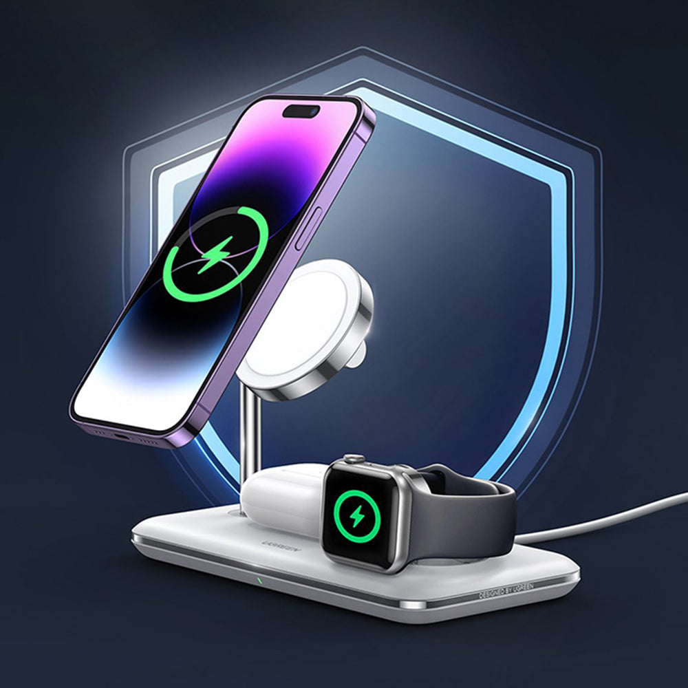 Ugreen - Wireless Charging Station CD278 (90326) - for iPhone, Apple Watch, AirPods, Qi2, 25W, MFi Certified - White